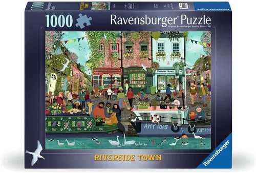 Ravensburger - Riverside Town - Rompecabezas de 1000 piezas - Pintoresco pueblo en el agua - Escena vibrante y rústica de antaño - Enmarcable -