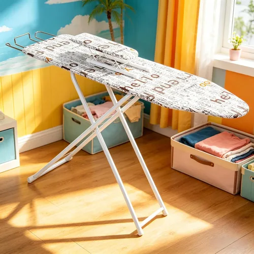 Tabla de planchar de tamaño completo, 42"x12" Tabla de planchar compacta resistente con descanso para plancha, cubierta resistente al calor con