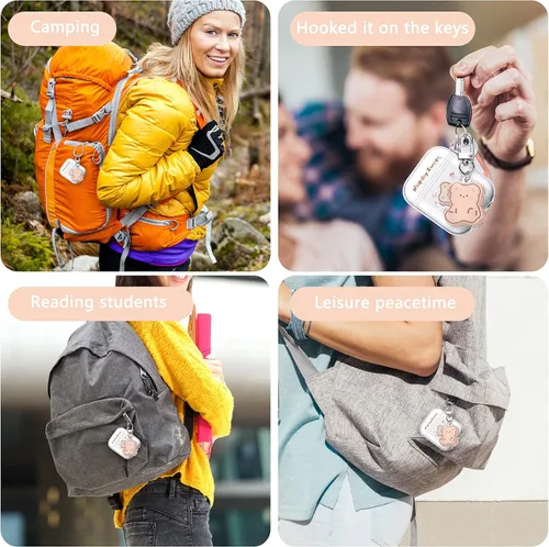 Miniatura 7 de Funda transparente para AirPods con llavero de oso, diseño de oso de dibujos animados, funda protectora completa de silicona compatible con AirPod 2