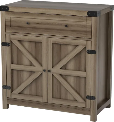 Miniatura 8 de JUMMICO Gabinete de barra de café, aparador de cocina de granja, gabinete de buffet con cajón y estante ajustable, gabinete de almacenamiento