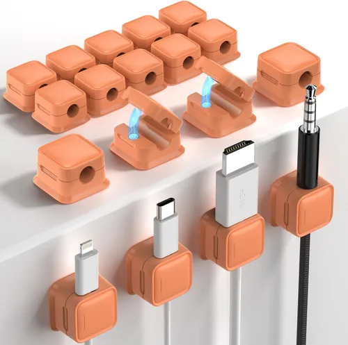 Miniatura 20 de Paquete de 8 Organizadores de Cables con Soporte, Costop Fuerte Adhesivo Magnético para Gestión de Cables de Escritorio, Fácil de Abrir, Organiza