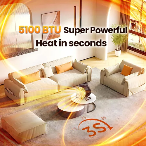 Miniatura 2 de Calentador de espacio para uso en interiores con control remoto, calentador portátil de 1500 W con termostato pantalla digital, protección contra