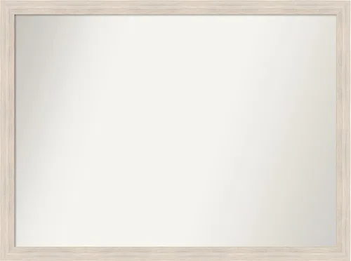 Miniatura 430 de Amanti Art Espejo de baño blanco para sobre el fregadero, 30 x 35 pulgadas, espejo de tocador rectangular estrecho de Eva de oro blanco, marco