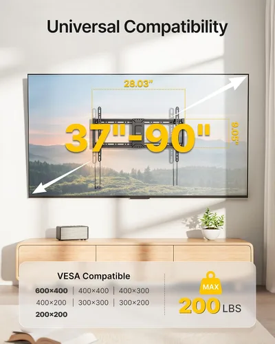 Miniatura 4 de monTEK Soporte de pared fijo resistente para televisores de 37 a 90 pulgadas, soporte ultra delgado de perfil bajo de 1.1 pulgadas, capacidad de 200