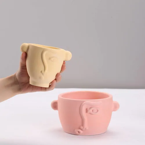 Miniatura 4 de Molde de silicona de cemento Ceative Face Flower Pot Mold DIY Pen Holder Making Tools