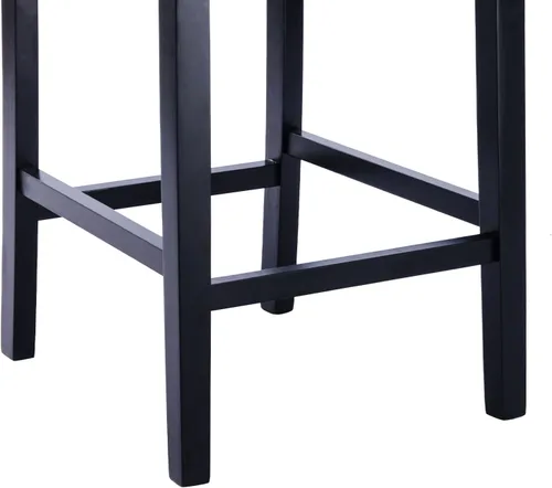 Miniatura 7 de Kmax Juego de 2 taburetes de bar de cuero copetudo, taburetes de bar de madera de mediados de siglo con respaldo para isla de cocina