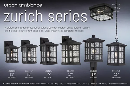 Miniatura 7 de Urban Ambiance UQL1248 - Lámpara de techo para exteriores, tamaño pequeño: 5.75 pulgadas de alto x 12 pulgadas de ancho, con elementos
