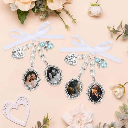 Miniatura 3 de Personalized Wedding Bouquet Photo Charms Custom Bouquet Charms for Wedding Memory Bridal Lacy Photo Charm You Are Always in My Heart Charm for