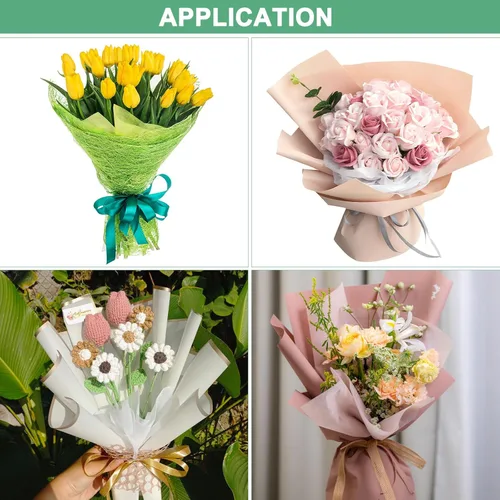 Miniatura 5 de M METERXITY Papel de flores de algodón coreano de 38 hojas, papel de algodón impermeable de 11.8 pulgadas para bouquets/embalaje de regalo [blanco]
