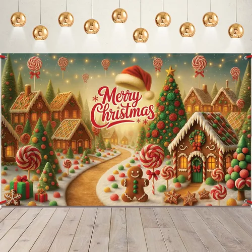 Miniatura 10 de Cartel grande de Feliz Navidad, 72 x 44 pulgadas, decoraciones de fiesta de Navidad, pancarta de fiesta de Navidad, decoraciones de Navidad