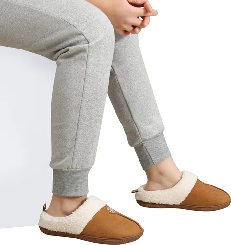 Miniatura 4 de PECKVEDA Pantuflas de invierno para mujer, cálidas, con forro de piel, para interiores, con espuma viscoelástica