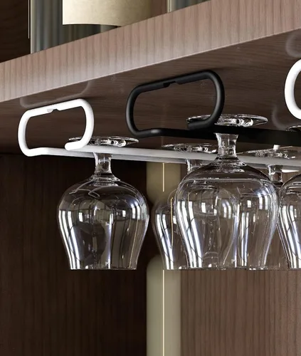 Miniatura 4 de GeLive Juego de 4 soportes para copas de gabinete de 10 pulgadas bajo estante, soporte colgante para copas de vino, organizador de almacenamiento