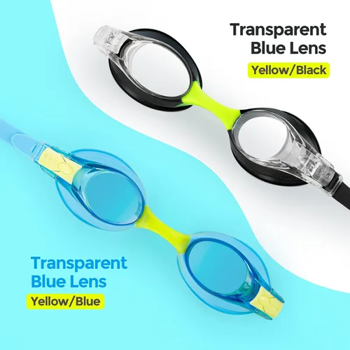 Miniatura 3 de Portzon Gafas de natación unisex para niños, antiniebla, sin fugas, visión clara, gafas de natación para piscina Azul + Negro