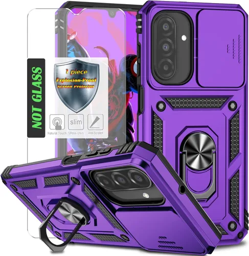 Miniatura 33 de Funda para Galaxy A26 con cubierta para lente de cámara, protector de pantalla HD, protección contra caídas de grado militar, soporte de anillo
