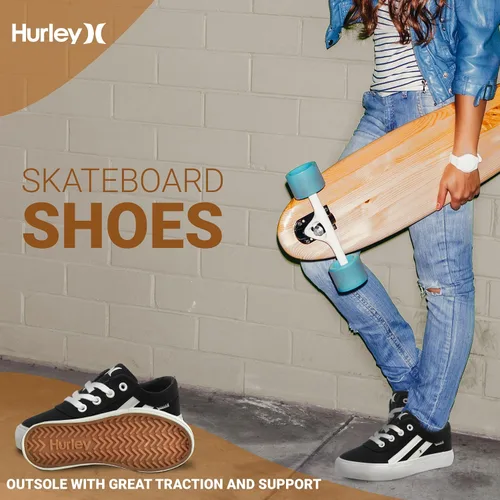 Miniatura 4 de Hurley Boardy - Tenis de skater con cordones, tenis bajos con cordones, a la moda, para niños y niñas, ligeros, clásicos, casuales, para niños