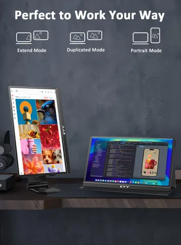 Miniatura 7 de KYY Monitor portátil 4K de 15.6" Monitor portátil para portátil UHD IPS 3840X2160 Pantalla externa con 100% sRGB y HDR Monitor