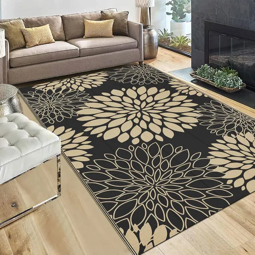 Miniatura 8 de Ileading Alfombra impermeable para exteriores de 5 x 8 pies, reversible, de paja de plástico, portátil, para interiores y exteriores, caravana