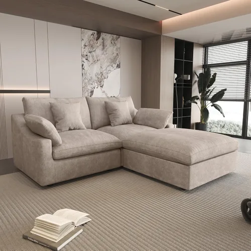 Miniatura 18 de WJShome Sofá Seccional Cloud Couch de 83 pulgadas para sala de estar, sofá seccional modular relleno de plumón, sofás en forma de L con otomana