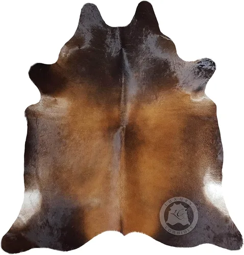 Sunshine Cowhides Alfombra de piel de vaca 100% genuina, color marrón caoba, alfombra de estilo moderno de piel de animal y alfombra para sala de