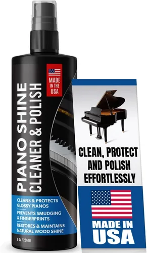 Samorillo Piano Shine Polish & Cleaner – Limpia, pule, cera y protege pianos y superficies brillantes, fabricado en Estados Unidos, solución de