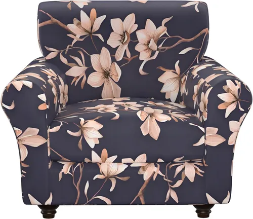 Miniatura 36 de Fundas elásticas para silla, fundas elásticas para sillón de 2 piezas, fundas de sofá lavables con diseño floral para sillón, protector de muebles
