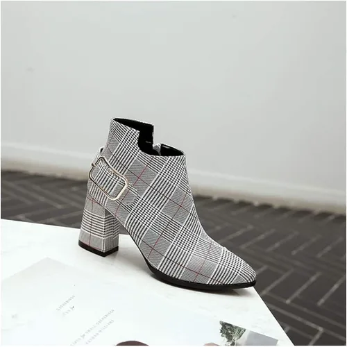 Miniatura 2 de Heelchic - Botines de tacón grueso con cremallera para mujer