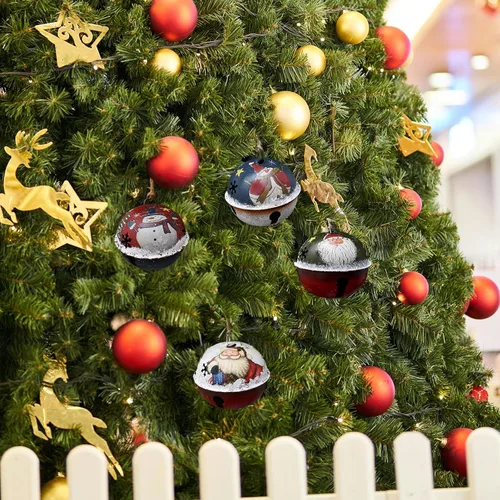 Miniatura 4 de Adorno para árbol de Navidad, de metal, rústico, cascabel, adorno colgante con muñeco de nieve, Papá Noel, campanas decorativas de trineo, Juego