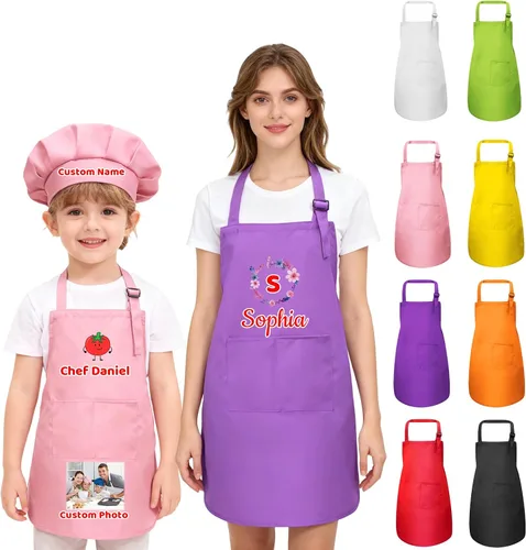 Miniatura 13 de Delantal personalizado para niños, mujeres y hombres con foto de texto, delantal personalizado para mujeres, delantales de chef para hombres