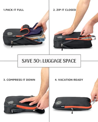 Miniatura 5 de TRIPPED Travel Gear - Cubos grandes de compresión para equipaje de viaje, organizadores de equipaje, juego de 7 piezas para equipaje facturado