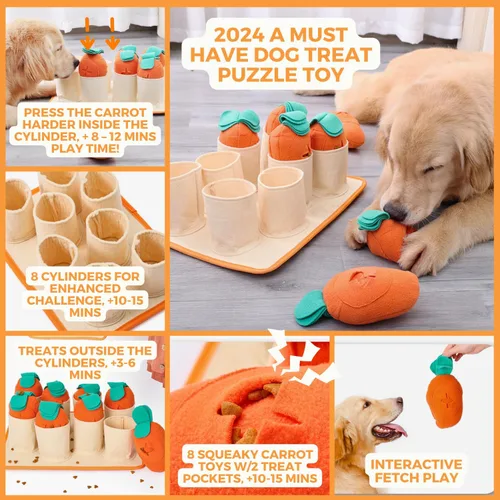 Miniatura 3 de Fossa Boredom Buster para perros medianos y grandes, alfombra interactiva de rompecabezas de golosinas, tapete de alimentación lenta con zanahorias