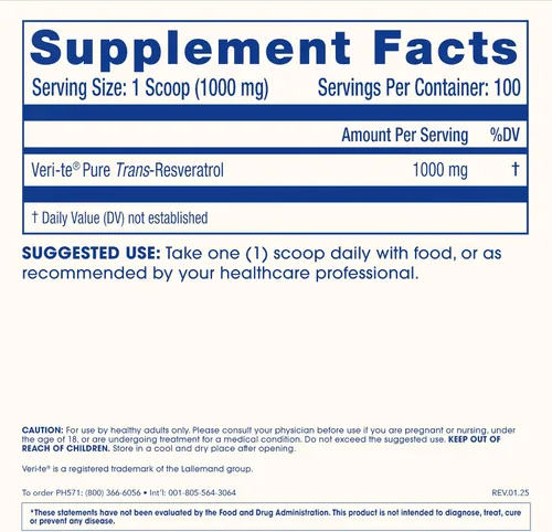 Miniatura 6 de ProHealth Longevity Bulk Trans Resveratrol Polvo 3.53 oz – Grado farmacéutico puro, 1000 mg por cucharada, absorción superior y biodisponibilidad