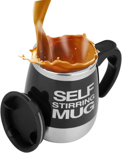 Miniatura 7 de Mengshen Taza de café autoagitadora/mezcla magnética automática del té de chocolate caliente de la proteína del cacao 13.5 fl oz, A006M negro, Taza