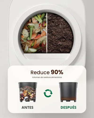 Miniatura 4 de Compostador eléctrico de 4 litros para cocina, contenedor de compostaje inteligente para encimera, inodoro, bajo ruido, limpieza automática, 3-Blanco