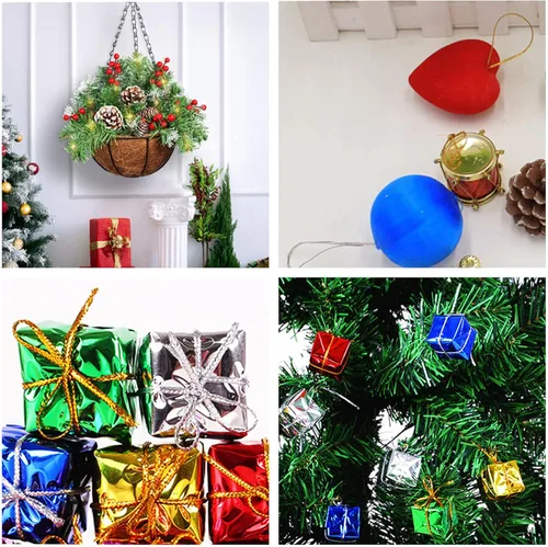Miniatura 9 de Cordón elástico metálico para colgar adornos, decoración, envoltura de regalos, 0.039 in, 65 yardas (plateado)