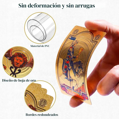 Miniatura 5 de KIINO - Baraja de 78 cartas de tarot con libro guía, diseño de lámina dorada, baraja de tarot para principiantes y jugadores profesionales con caja