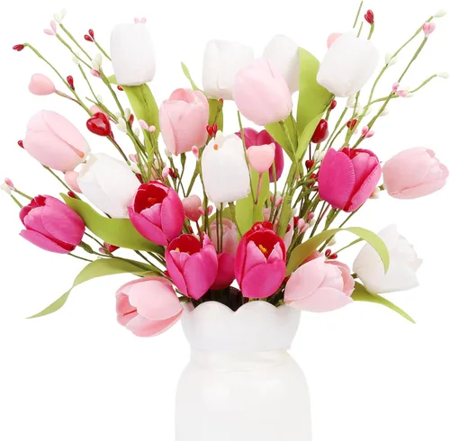 Miniatura 32 de Wootkey 10 Piezas Flores Artificiales de Jazmín de 29.5" de Largo Flores Falsas Ramas Secas para el Día de la Madre Hogar Oficina Bricolaje Arte