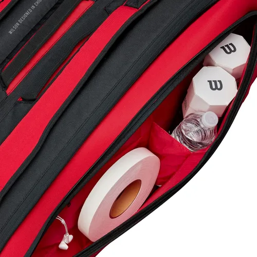 Miniatura 10 de Wilson Clash V2 Super Tour - Bolsa para raqueta de tenis, color rojo y negro, con capacidad para hasta 15 raquetas