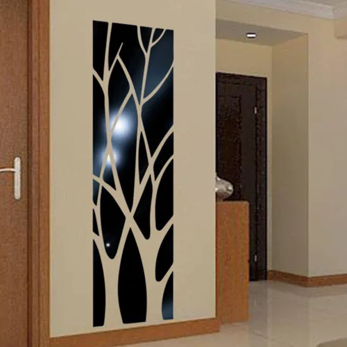 Miniatura 8 de Adhesivos de pared de espejo acrílico 3D, ramas de árbol, calcomanías de espejo acrílicas extraíbles autoadhesivas para pared, calcomanías