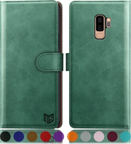 Miniatura 15 de SUANPOT Funda de piel tipo cartera para Samsung Galaxy S9+ / S9 Plus 6.2 (no S9 5.8") con bloqueo RFID, tarjetero de crédito, funda de poliuretano