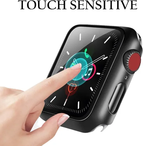 Miniatura 4 de YMHML Funda compatible con Apple Watch de 1.496 pulgadas Series 3/2/1 con protector de pantalla de vidrio templado integrado, protector delgado