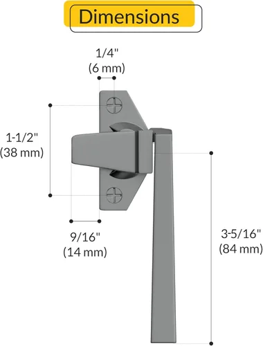 Miniatura 2 de BRIXWELL Cam Handle Offset Left Hand Type, Die Cast, Aluminum Finish, 3-5/16" Length, 1-1/2" Screw Spacing, 11/32" Latch Thickness, Adjustable