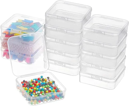 Miniatura 19 de BENECREAT Paquete de 24 contenedores cuadrados de plástico transparente de 1.38 x 1.38 x 0.7 pulgadas, con tapa para artículos, tapones