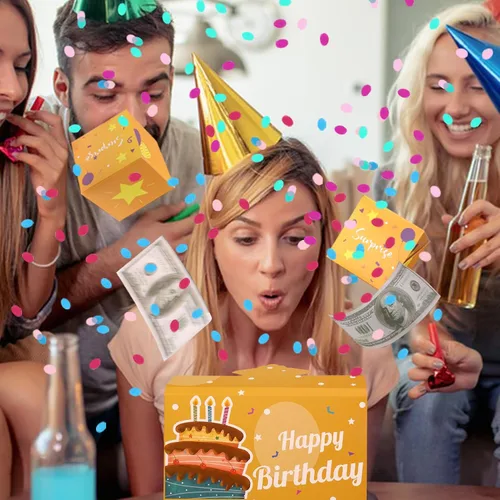 Miniatura 2 de BABORUI Tarjeta de cumpleaños desplegable con confeti, caja de regalo sorpresa de feliz cumpleaños, explosión para dinero, caja sorpresa