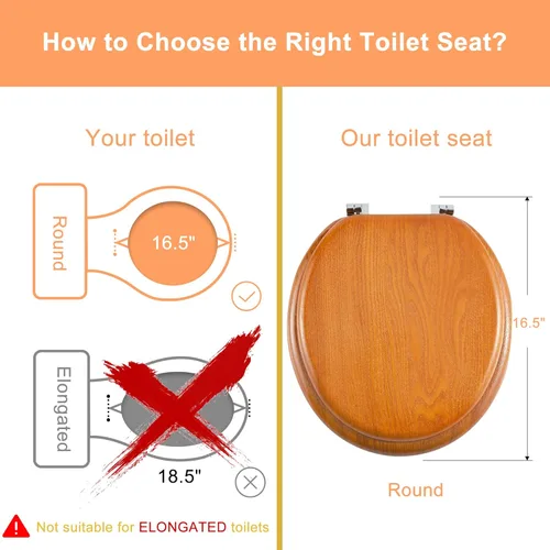 Miniatura 2 de Angel Shield - Asiento de inodoro de chapa de madera natural duradera con bisagras de metal, fácil de limpiar, antiarañazos, estándar americano