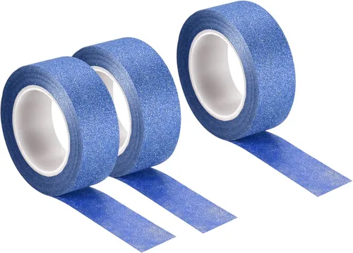 MECCANIXITY Cinta de purpurina de 0.6 pulgadas x 32.8 pies, cinta decorativa autoadhesiva para manualidades, 0.6 in x 32.8 ft, azul profundo para