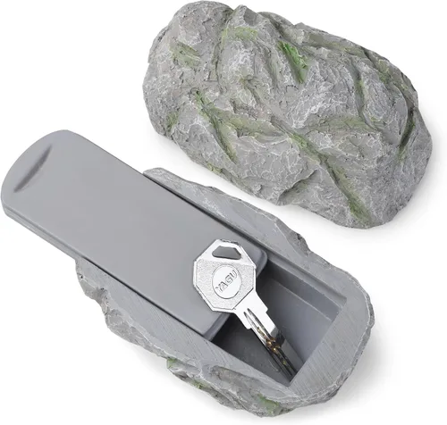 BARGIFTS - Ocultador de llaves en roca falsa, seguro para jardín o patio al aire libre, tamaño grande, piedra falsa oculta - Se ve como roca -