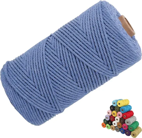 Miniatura 24 de Cordón de algodón para macramé, hilo torcido de 4 capas, cuerda de algodón natural, suministros perfectos de macramé, para hacer soportes colgantes
