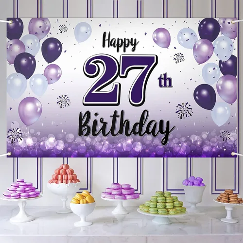 Miniatura 54 de Decoraciones de feliz cumpleaños 30, cartel grande de globo morado de 30 cumpleaños, suministros para fiesta de cumpleaños de 30 años. 30 (EE. UU.)