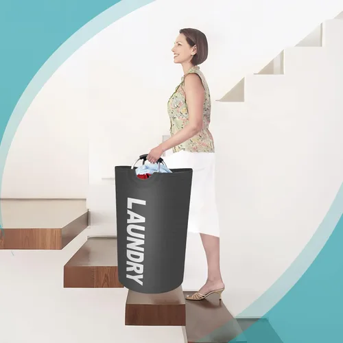 Miniatura 5 de StorageRight Cesta Grande de Ropa Sucia de 90L, Cesto de Ropa Sucia, Cesto de Ropa Sucia para Lavandería, Plegable, Cestas de Ropa Impermeables