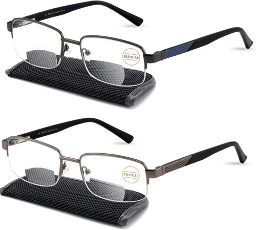 Miniatura 11 de Missfive Gafas de Lectura Multifocales Premium para Hombres con Bloqueo de Luz Azul, Marco de Metal Progresivo con Bisagra de Resorte Irrompible